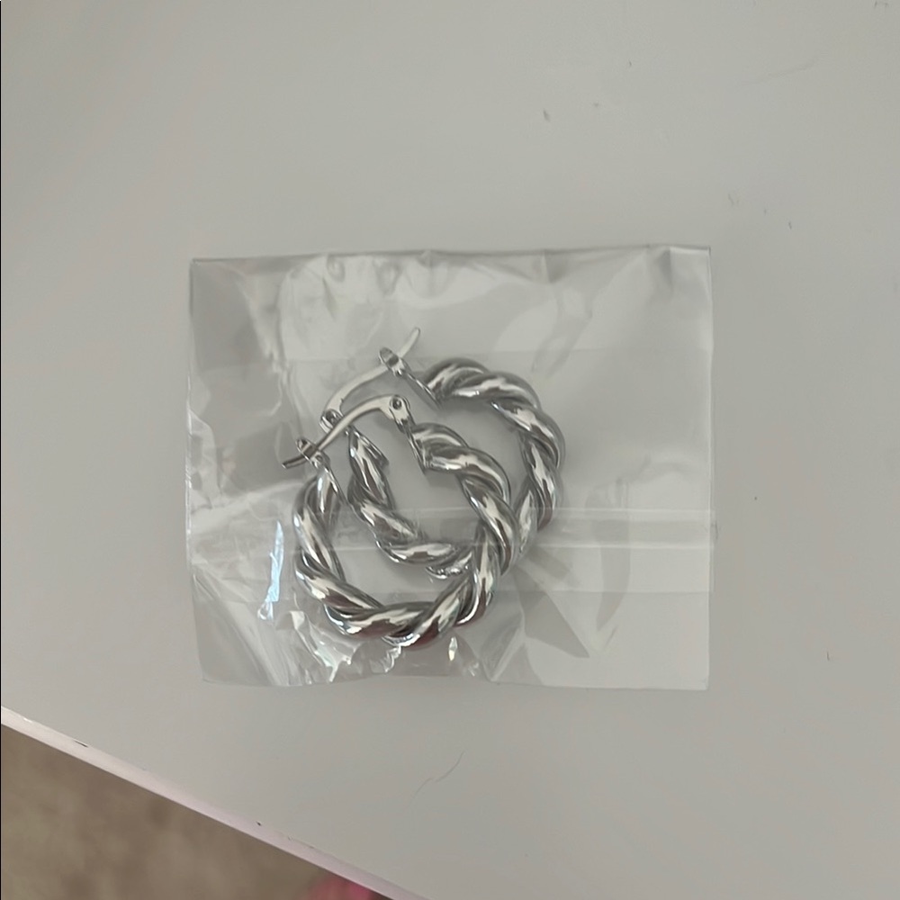 Silver Twisted Hoop Earrings (never worn)